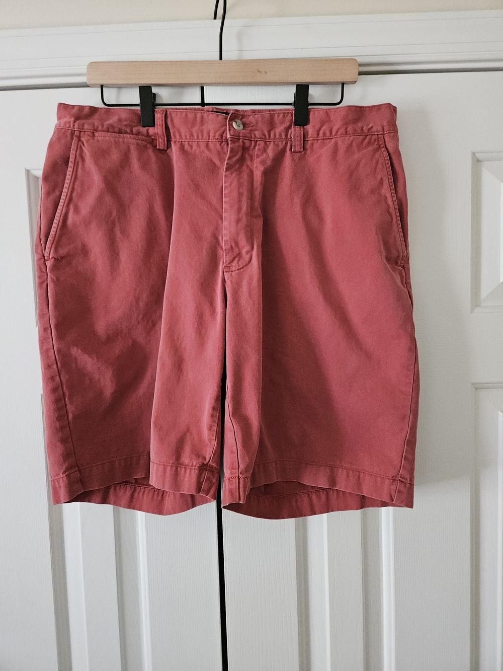 Polo by Ralph Lauren Men's Red Cotton Chino Shorts Solid Flat Front Button